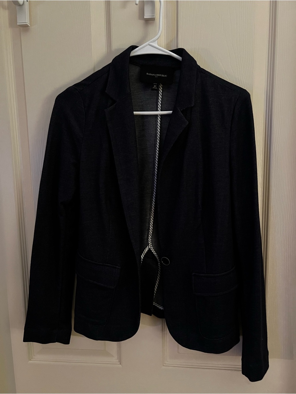 Banana Republic dark blue Knit Single-Button Blazer-Ladies 8P-New no tag